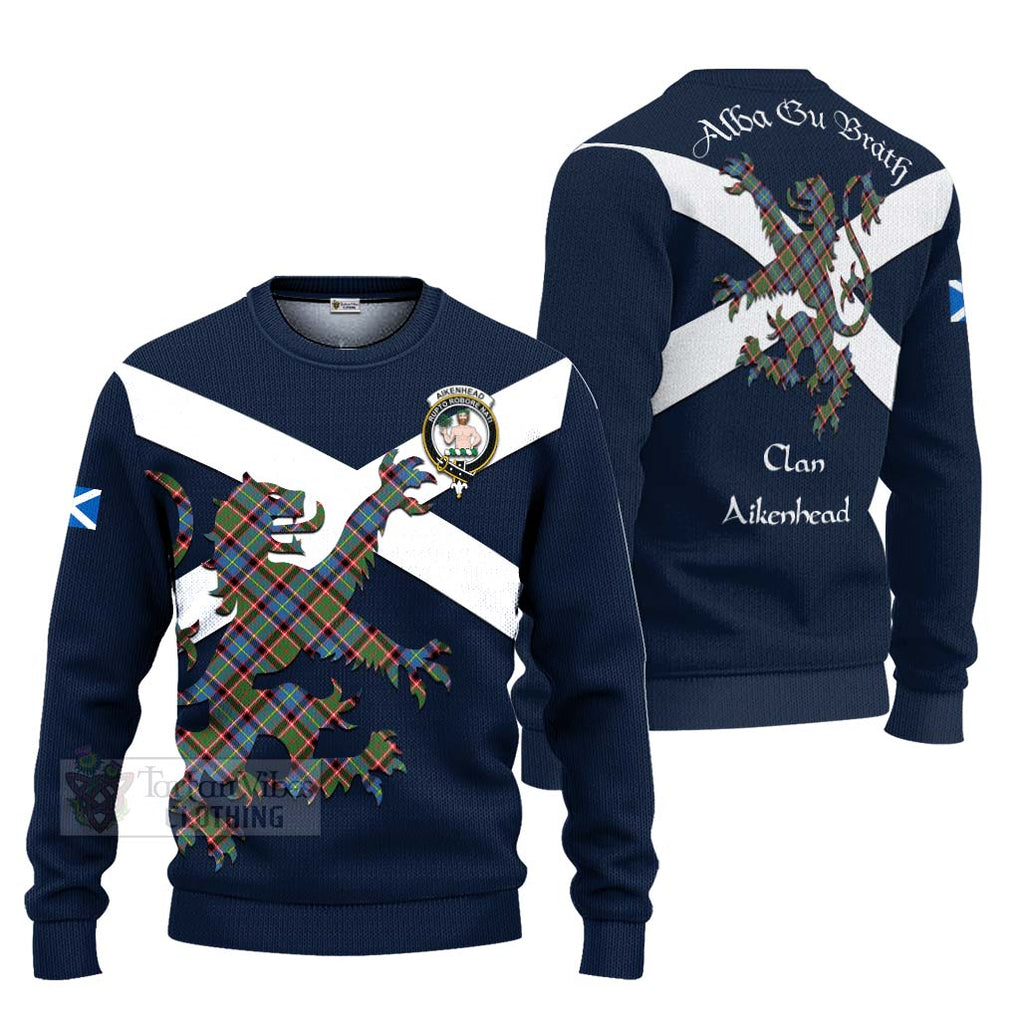 Tartan Vibes Clothing Aikenhead Tartan Lion Rampant Knitted Sweater – Proudly Display Your Heritage with Alba Gu Brath and Clan Name