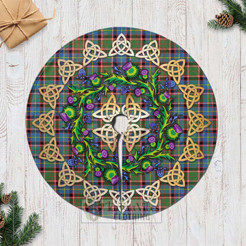 Aikenhead Tartan Christmas Tree Skirt with Thistle Celtic Knot Style