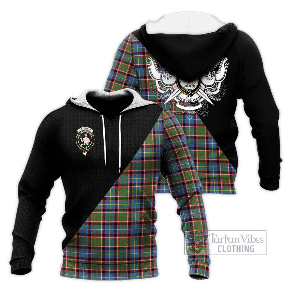 Aikenhead Tartan Knitted Hoodie with Family Crest and Military Logo Style Unisex Knitted Pullover Hoodie - Tartanvibesclothing Shop