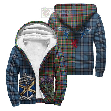 Aikenhead Tartan Sherpa Hoodie Happy St. Andrew's Day Half Tartan Style Unisex S - Tartan Vibes Clothing
