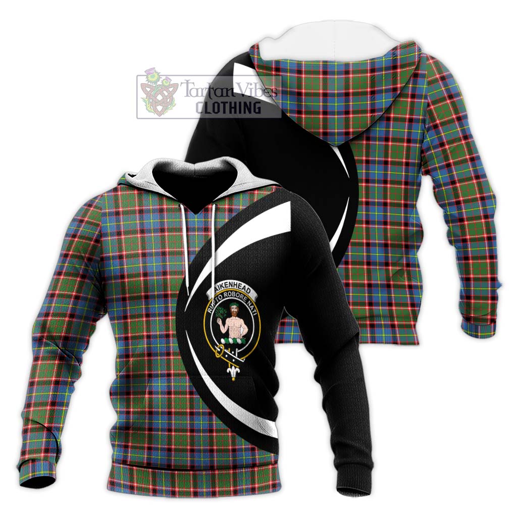 Aikenhead Tartan Knitted Hoodie with Family Crest Circle Style Unisex Knitted Pullover Hoodie - Tartan Vibes Clothing