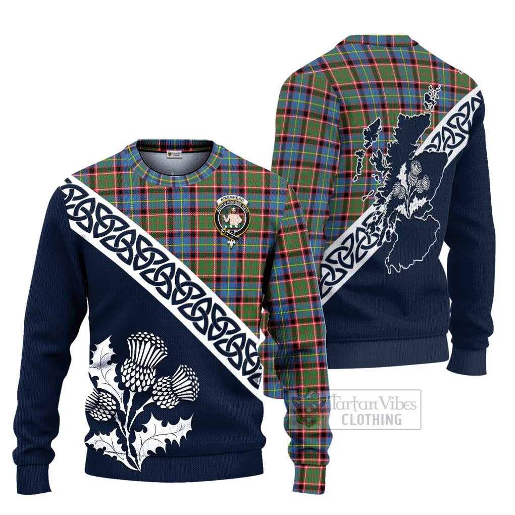 Tartan Vibes Clothing Aikenhead Tartan Knitted Sweater Featuring Thistle and Scotland Map