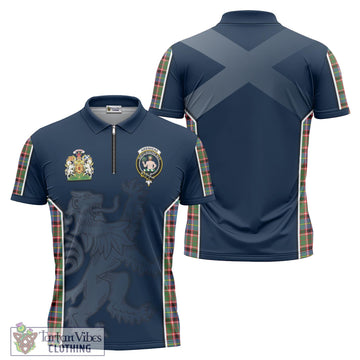 Aikenhead Tartan Zipper Polo Shirt with Family Crest and Lion Rampant Vibes Sport Style