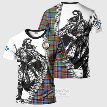 Aikenhead Tartan Clan Crest T-Shirt with Highlander Warrior Celtic Style