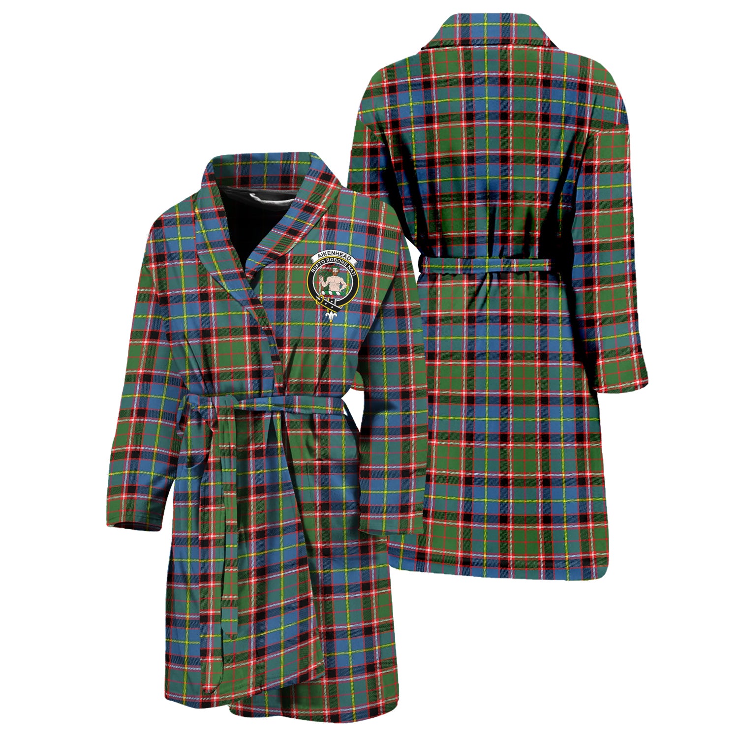 Aikenhead Tartan Bathrobe with Family Crest Unisex S - Tartan Vibes Clothing