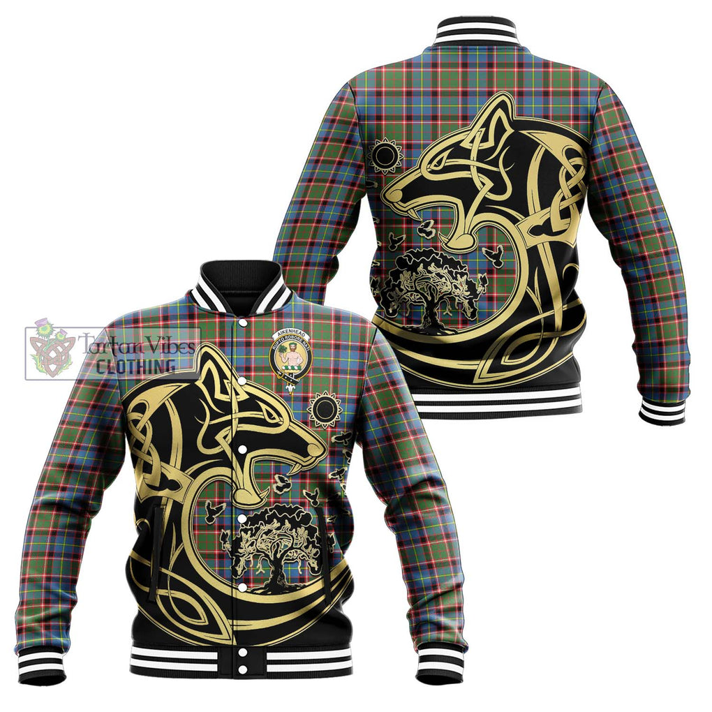 Aikenhead Tartan Baseball Jacket with Family Crest Celtic Wolf Style Unisex - Tartan Vibes Clothing