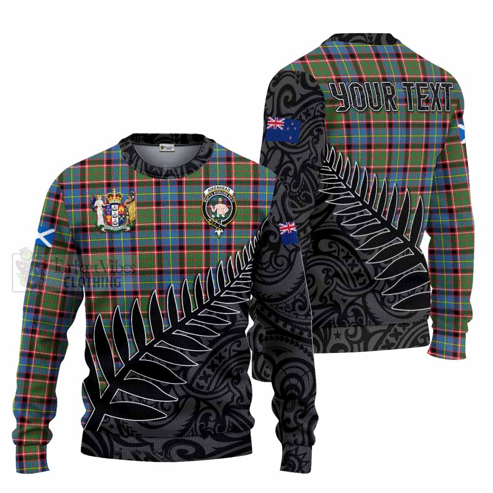 Tartan Vibes Clothing Aikenhead Crest Tartan Knitted Sweater with New Zealand Silver Fern Half Style