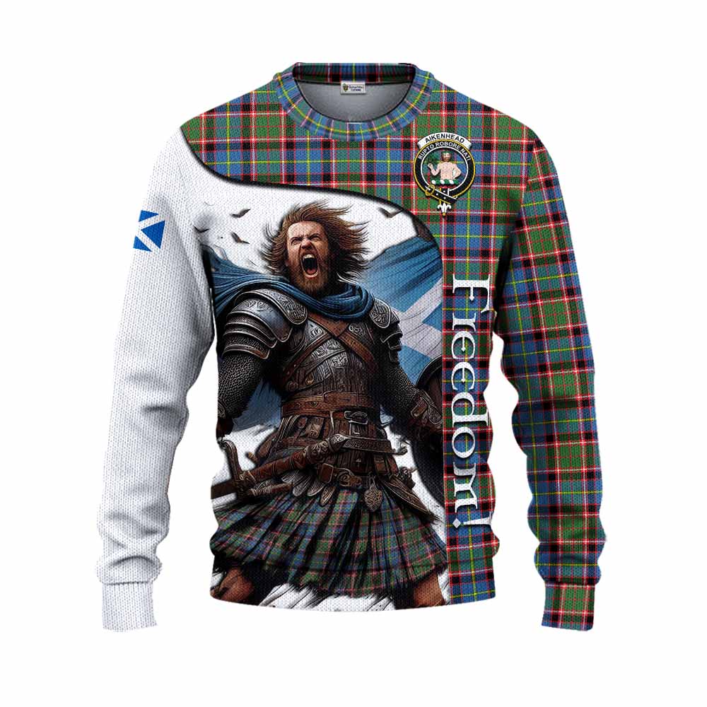 Tartan Vibes Clothing Aikenhead Crest Tartan Knitted Sweater Inspired by the Freedom of Scottish Warrior