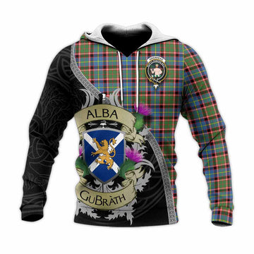 Aikenhead Tartan Family Crest Knitted Hoodie Lion Rampant Royal Thistle Shield Celtic Inspired Unisex Knitted Pullover Hoodie - Tartan Vibes Clothing