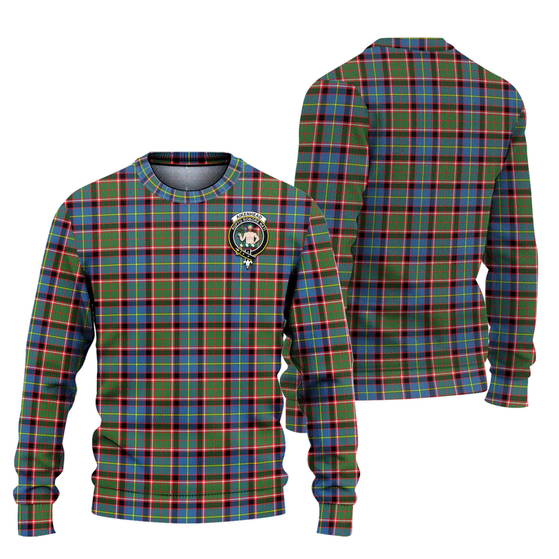 Aikenhead Tartan Knitted Sweater with Family Crest Unisex - Tartanvibesclothing