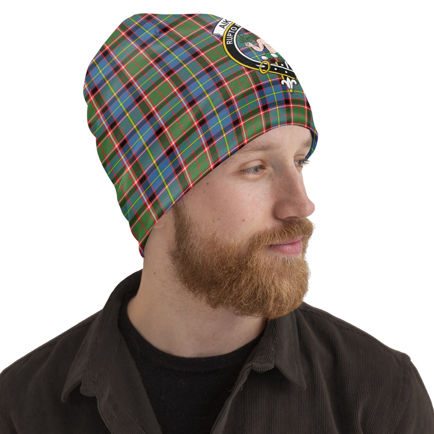 Aikenhead Tartan Beanies Hat with Family Crest One Size 10.5*10.2 inches - Tartan Vibes Clothing