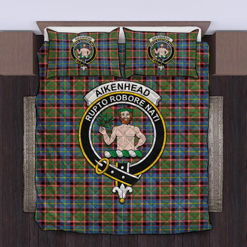 Aikenhead Tartan Quilt Bed Set with Family Crest King - Tartan Vibes Clothing