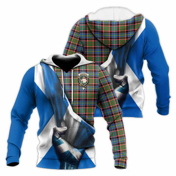 Aikenhead Tartan Knitted Hoodie with Family Crest Scotland Patriotic Style