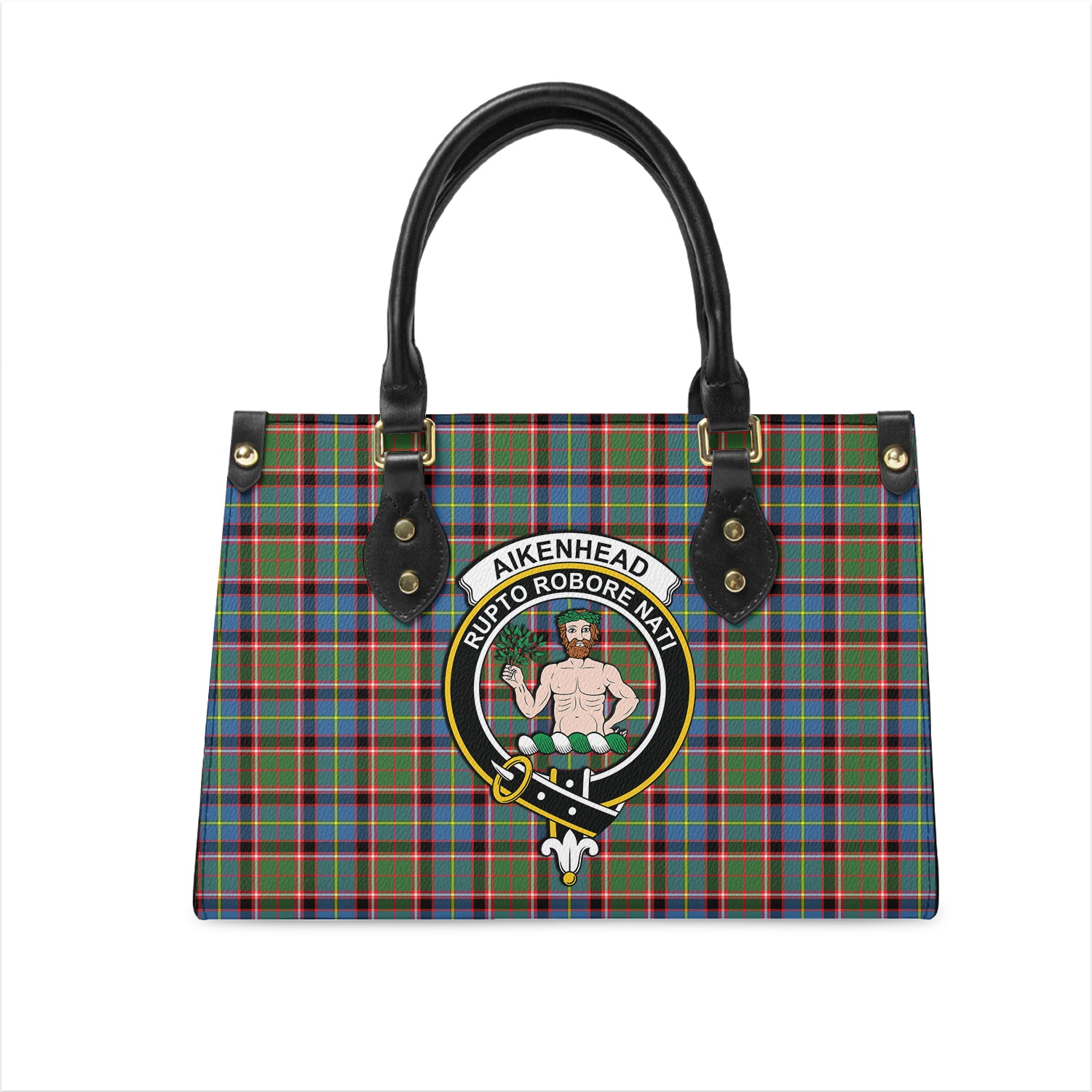 Aikenhead Tartan Leather Bag with Family Crest One Size 29*11*20 cm - Tartanvibesclothing