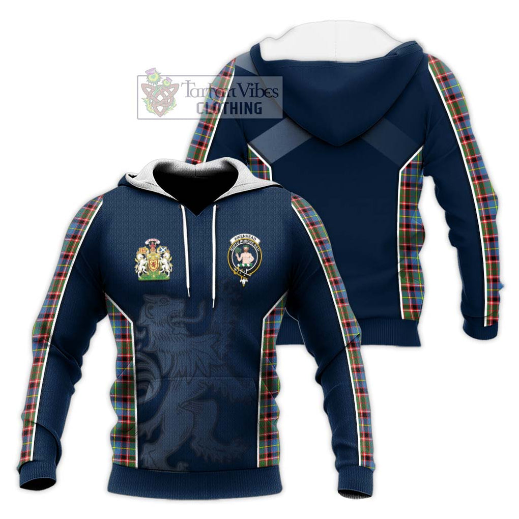 Aikenhead Tartan Knitted Hoodie with Family Crest and Lion Rampant Vibes Sport Style Unisex Knitted Pullover Hoodie - Tartan Vibes Clothing