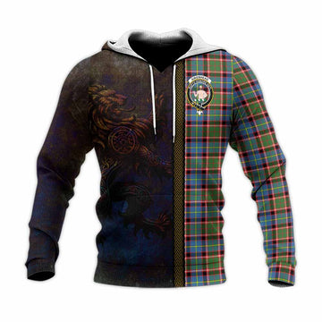 Aikenhead Tartan Family Crest Knitted Hoodie Alba Gu Brath Be Brave Lion Ancient Style Unisex Knitted Pullover Hoodie - Tartan Vibes Clothing
