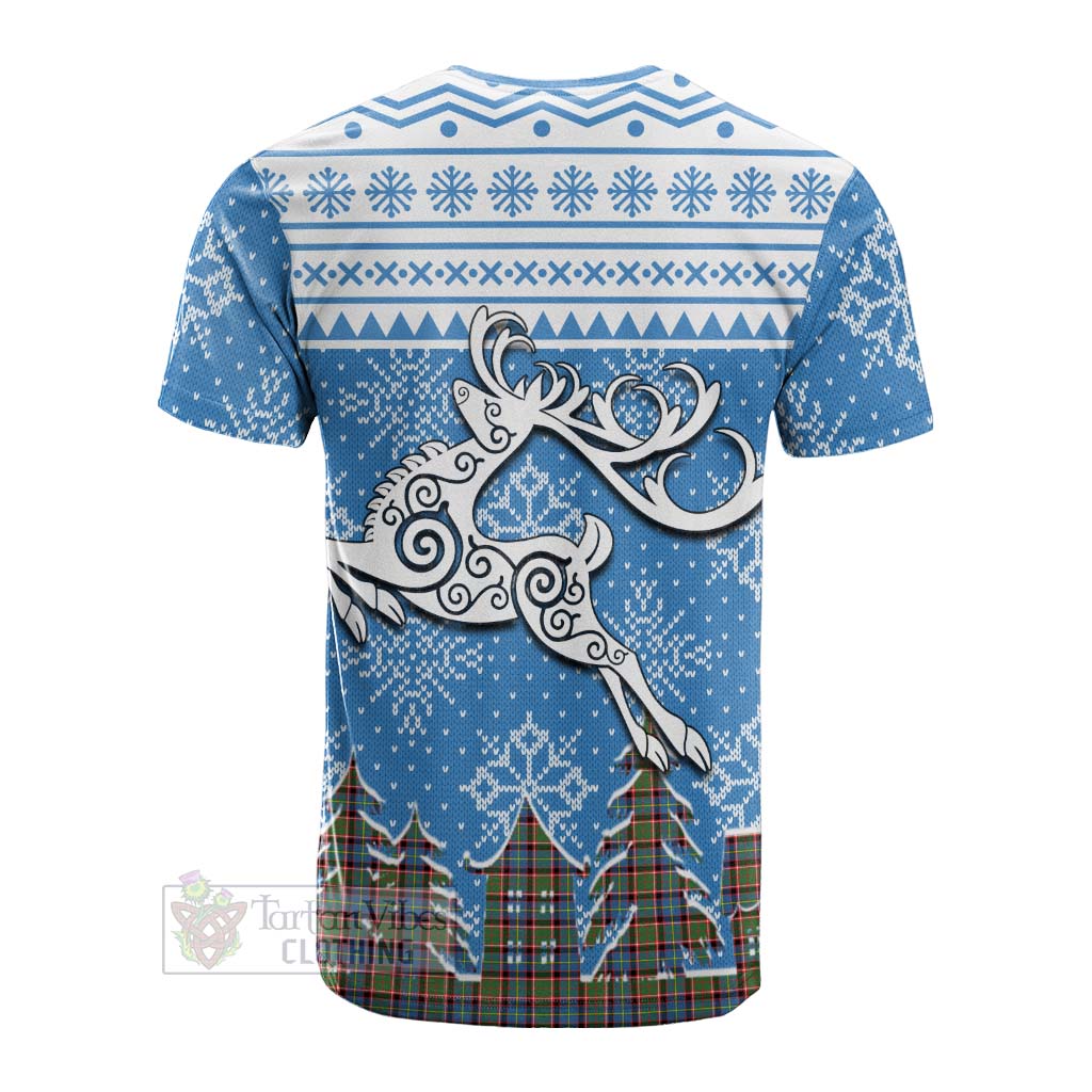 Tartan Vibes Clothing Aikenhead Clan Christmas Cotton T-shirt Celtic Reindeer Style