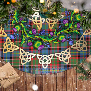 Aikenhead Tartan Christmas Tree Skirt with Thistle Celtic Knot Style