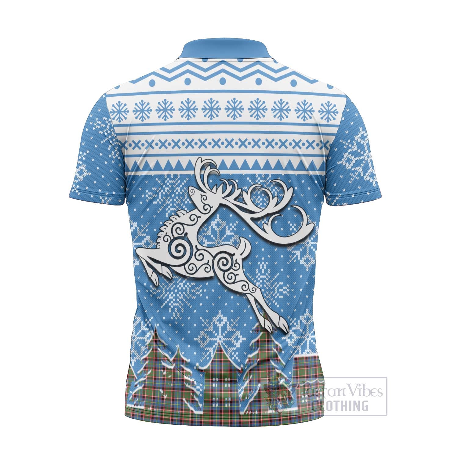 Tartan Vibes Clothing Aikenhead Clan Christmas Zipper Polo Shirt Celtic Reindeer Style