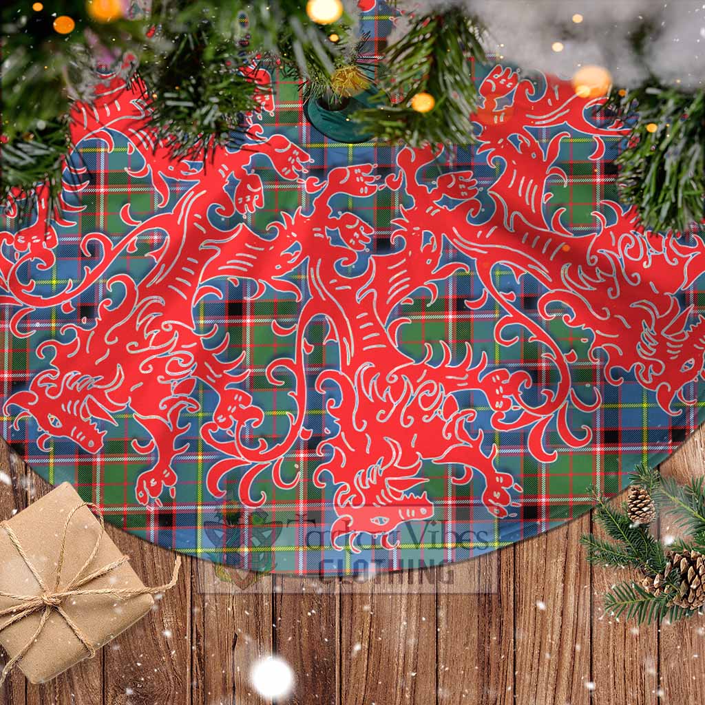 Tartan Vibes Clothing Aikenhead Tartan Christmas Tree Skirt Lion Rampant Style