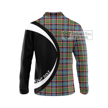 Aikenhead Tartan Long Sleeve Polo Shirt with Family Crest Circle Style - Tartan Vibes Clothing