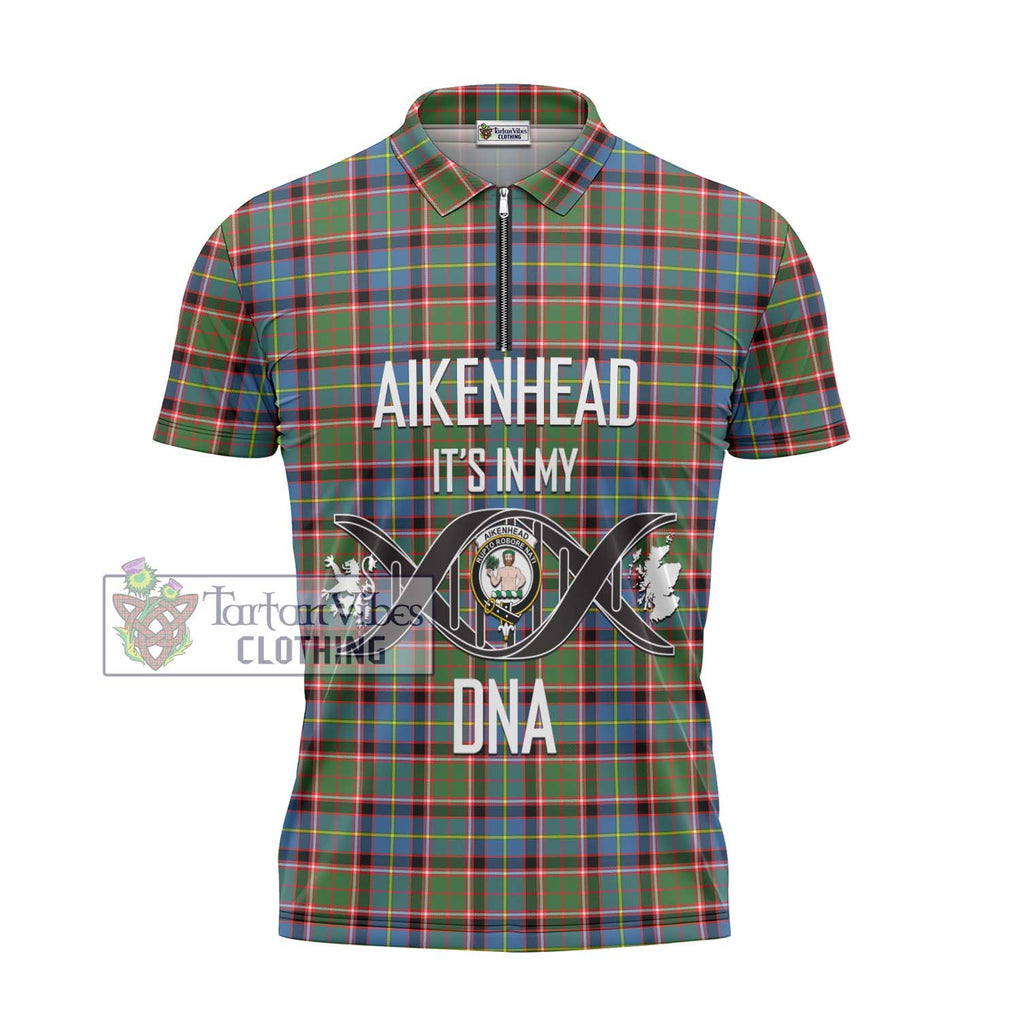 Aikenhead Tartan Zipper Polo Shirt with Family Crest DNA In Me Style - Tartanvibesclothing Shop