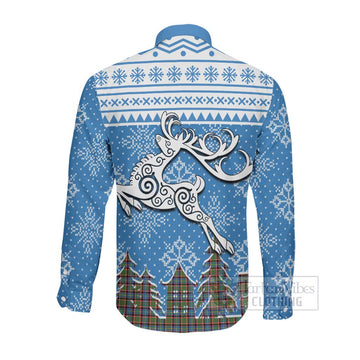 Aikenhead Clan Christmas Long Sleeve Button Shirt Celtic Reindeer Style