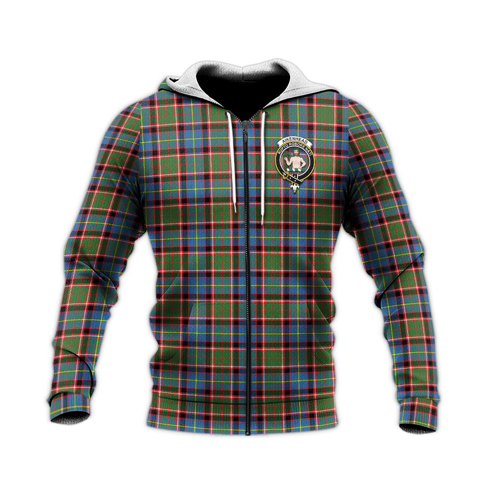 Aikenhead Tartan Knitted Hoodie with Family Crest Unisex Knitted Zip Hoodie - Tartanvibesclothing