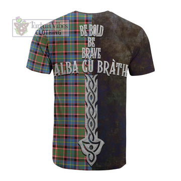 Aikenhead Tartan Family Crest Cotton T-shirt Alba Gu Brath Be Brave Lion Ancient Style - Tartan Vibes Clothing