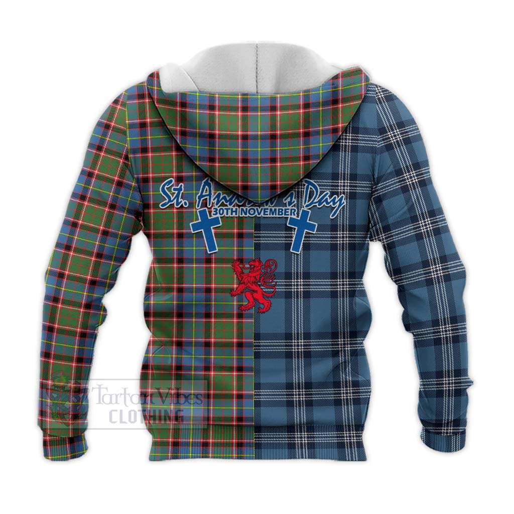 Tartan Vibes Clothing Aikenhead Tartan Knitted Hoodie Happy St. Andrew's Day Half Tartan Style