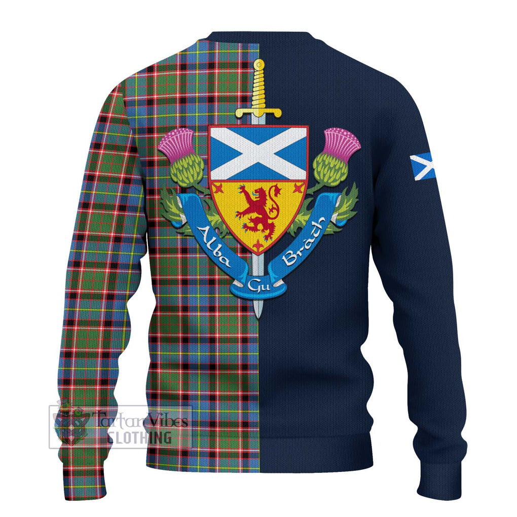 Tartan Vibes Clothing Aikenhead Tartan Knitted Sweater with Scottish Lion Royal Arm Half Style