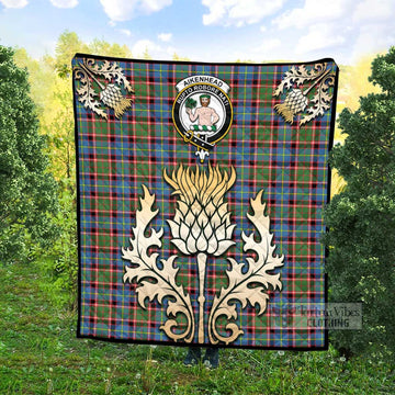 Aikenhead Tartan Quilt with Family Crest and Golden Thistle Style