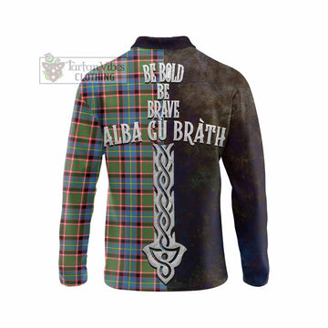 Aikenhead Tartan Family Crest Long Sleeve Polo Shirt Alba Gu Brath Be Brave Lion Ancient Style - Tartan Vibes Clothing
