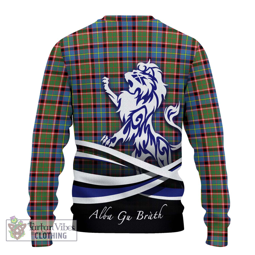 Aikenhead Tartan Knitted Sweater with Alba Gu Brath Regal Lion Emblem - Tartanvibesclothing Shop