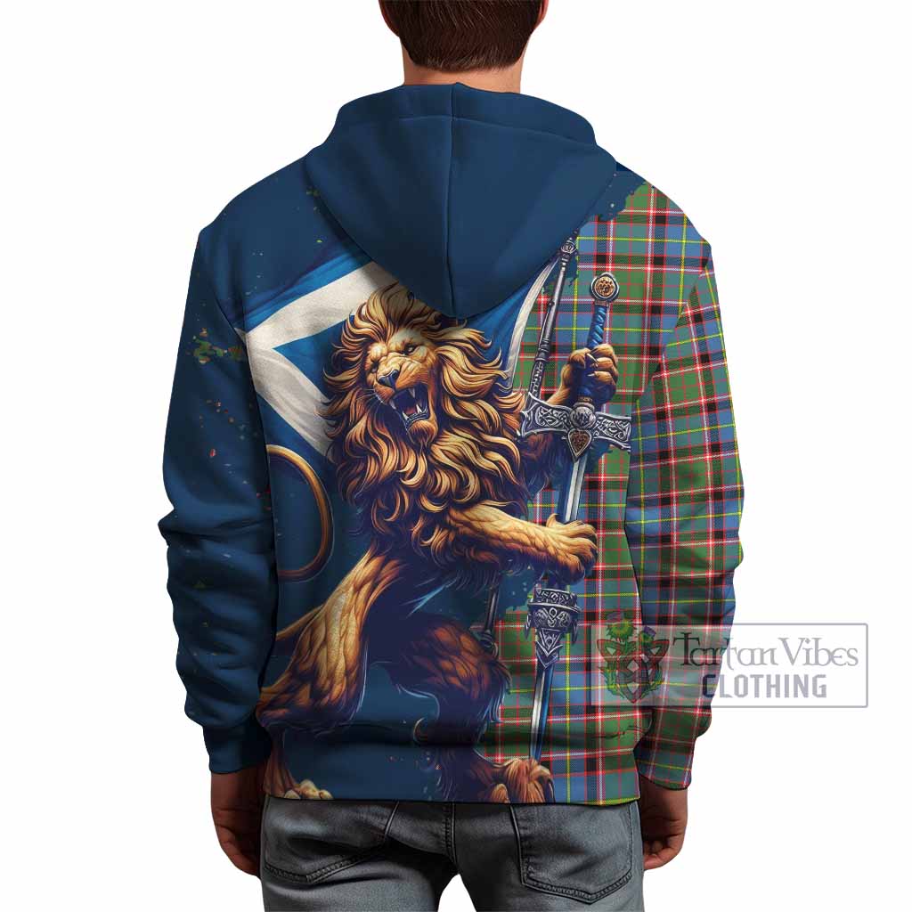 Aikenhead Tartan Family Crest Hoodie with Scottish Majestic Lion