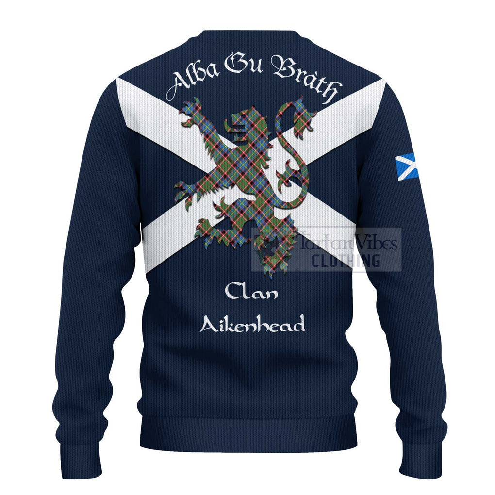 Tartan Vibes Clothing Aikenhead Tartan Lion Rampant Knitted Sweater – Proudly Display Your Heritage with Alba Gu Brath and Clan Name