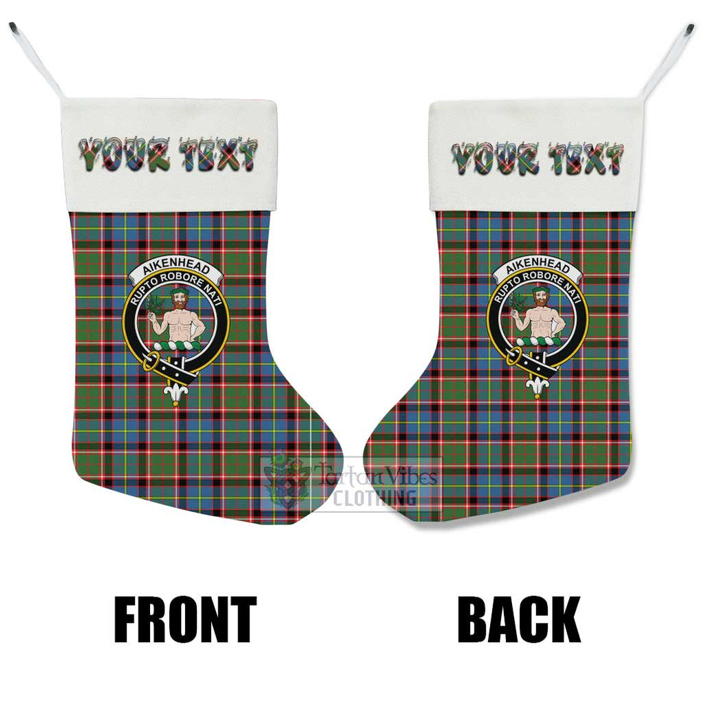 Tartan Vibes Clothing Aikenhead Tartan Family Crest Christmas Stocking with Personalized Text