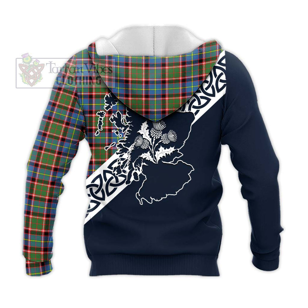 Tartan Vibes Clothing Aikenhead Tartan Knitted Hoodie Featuring Thistle and Scotland Map