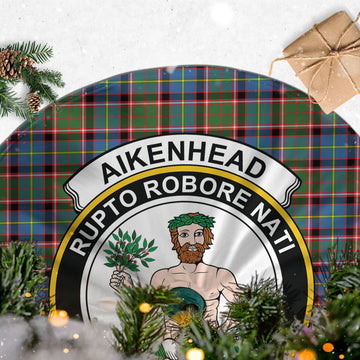 Aikenhead Tartan Christmas Tree Skirt with Family Crest