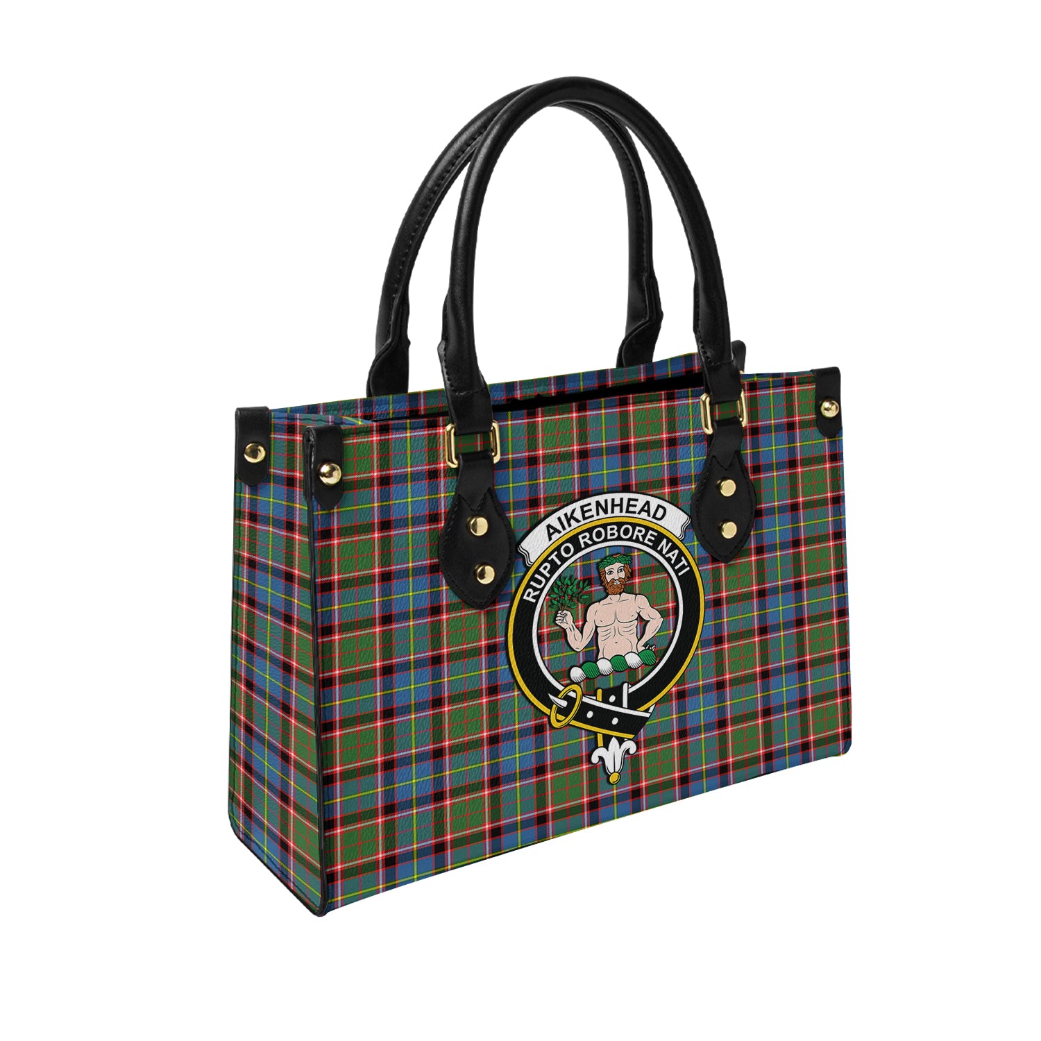 Aikenhead Tartan Leather Bag with Family Crest - Tartanvibesclothing