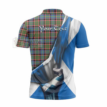 Aikenhead Tartan Zipper Polo Shirt with Family Crest Scotland Patriotic Style