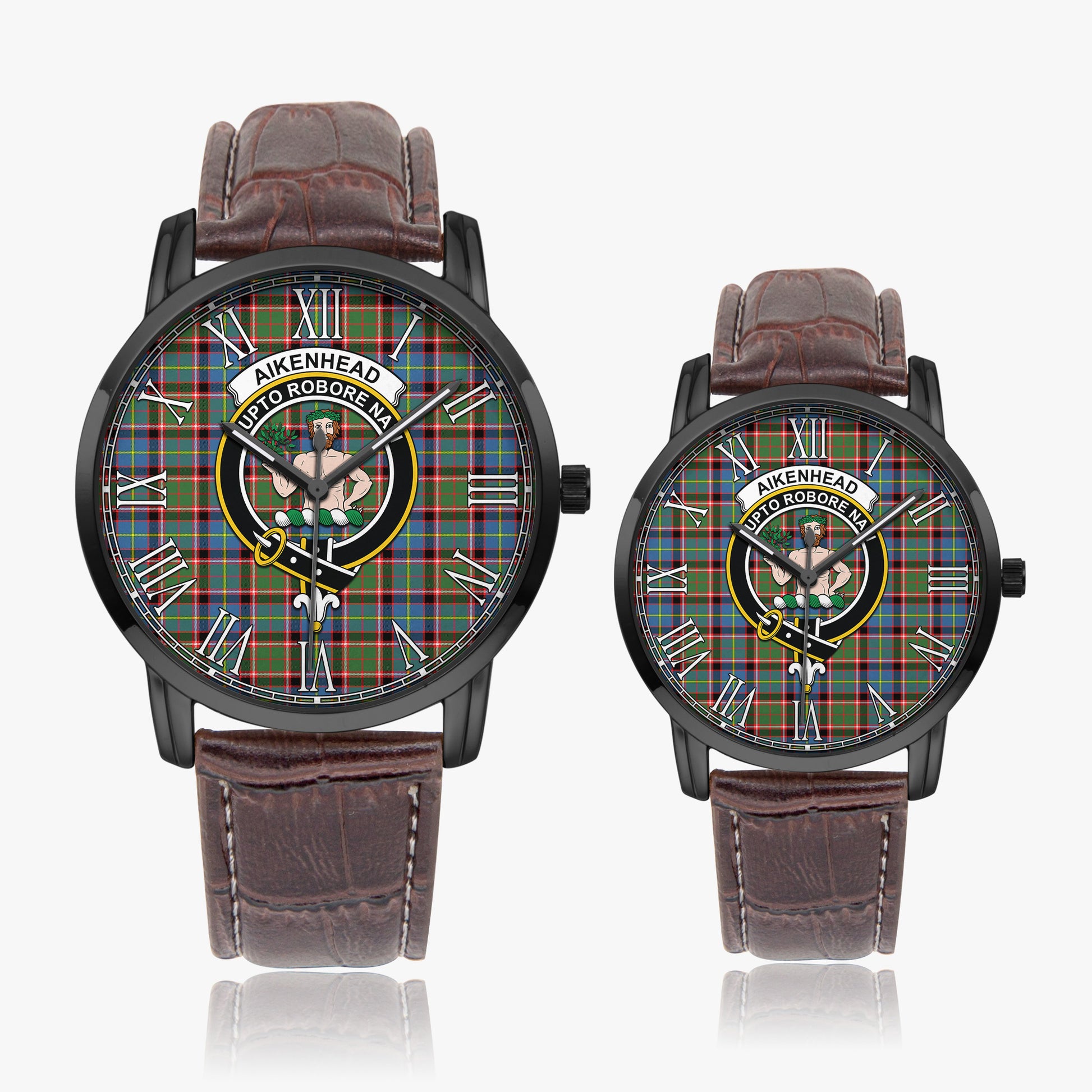 Aikenhead Tartan Family Crest Leather Strap Quartz Watch - Tartanvibesclothing