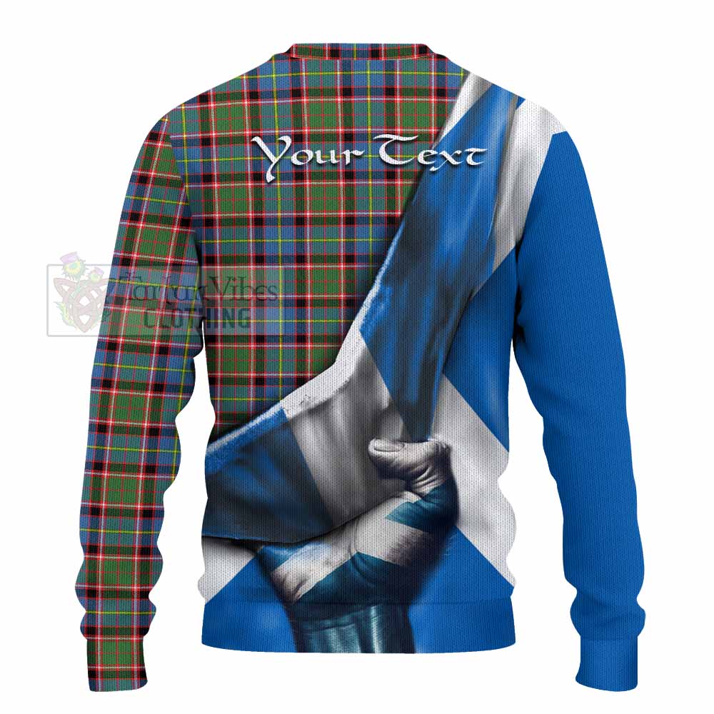 Tartan Vibes Clothing Aikenhead Tartan Knitted Sweater with Family Crest Scotland Patriotic Style