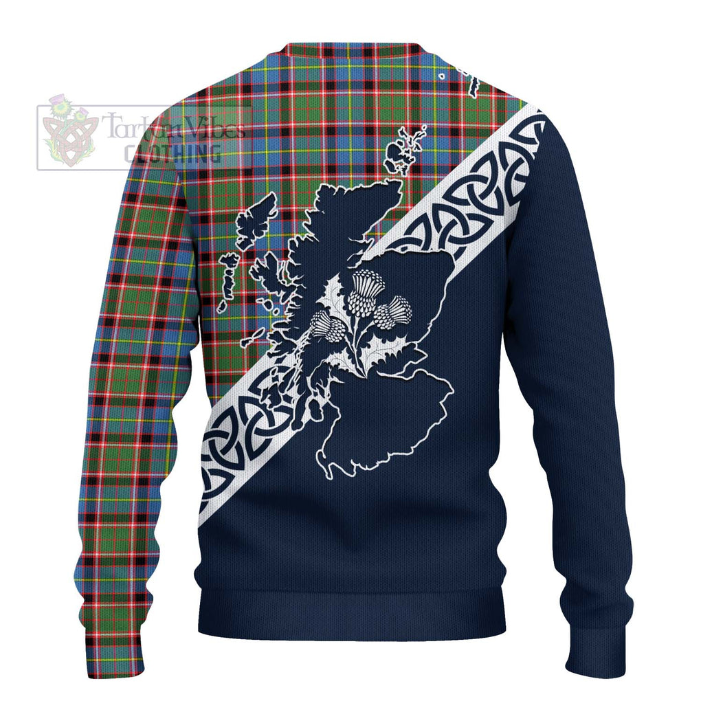 Tartan Vibes Clothing Aikenhead Tartan Knitted Sweater Featuring Thistle and Scotland Map