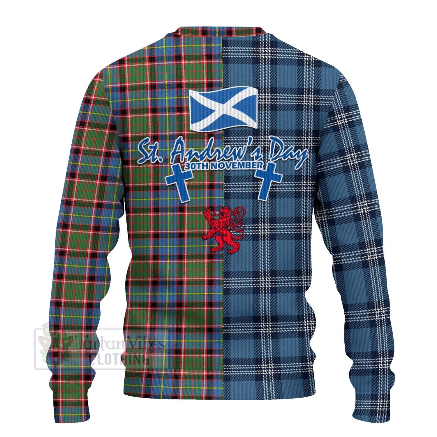 Tartan Vibes Clothing Aikenhead Tartan Knitted Sweater Happy St. Andrew's Day Half Tartan Style