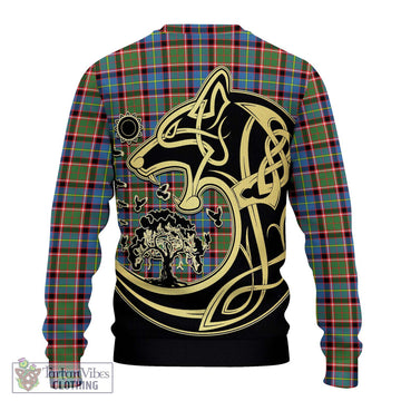 Aikenhead Tartan Ugly Sweater with Family Crest Celtic Wolf Style