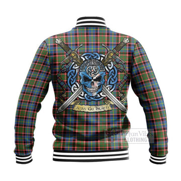 Aikenhead Tartan Baseball Jacket with Family Crest Celtic Skull Style - Tartan Vibes Clothing