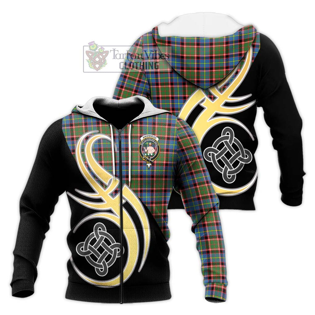 Aikenhead Tartan Knitted Hoodie with Family Crest and Celtic Symbol Style Unisex Knitted Zip Hoodie - Tartan Vibes Clothing