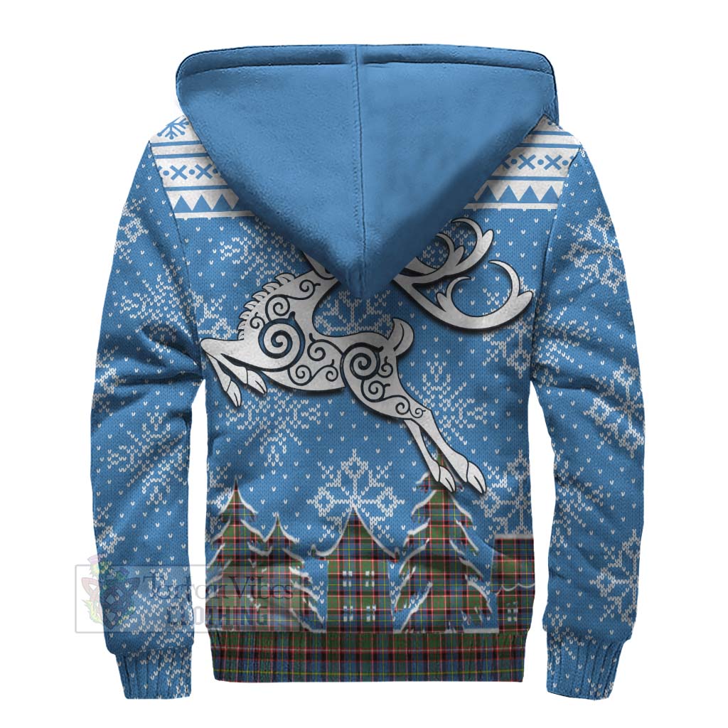 Tartan Vibes Clothing Aikenhead Clan Christmas Sherpa Hoodie Celtic Reindeer Style