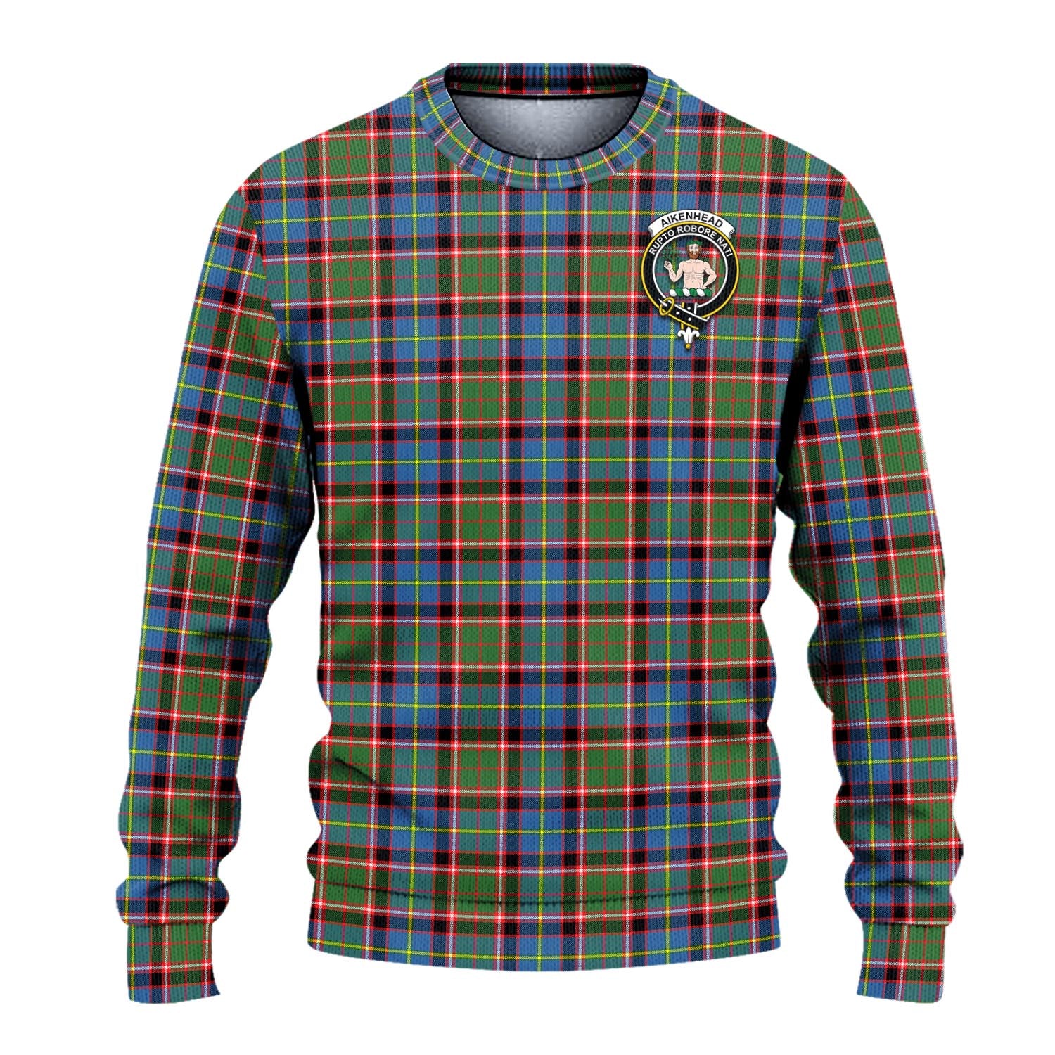 Aikenhead Tartan Knitted Sweater with Family Crest - Tartanvibesclothing